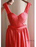 Red Backless Long Chiffon Prom Dress